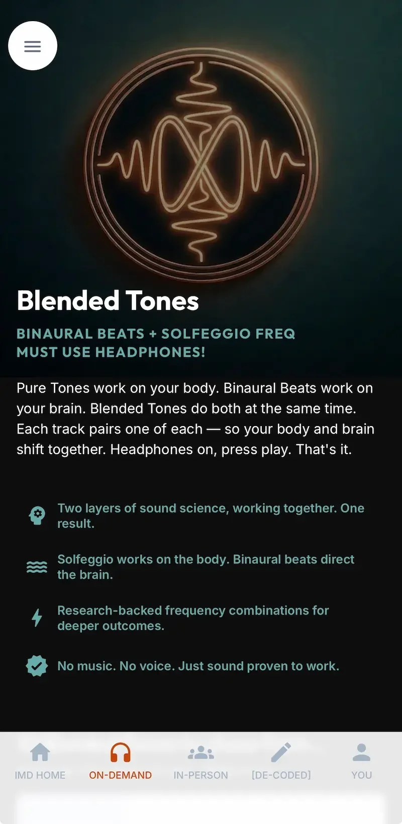 IMD Breathwork app screen