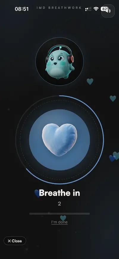 IMD Breathwork kids breathing game screen